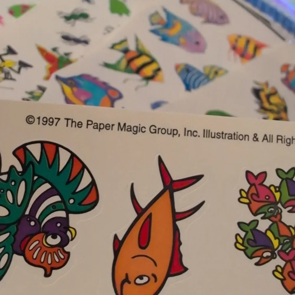 Vintage 90s Colorful Fish Ocean‎ Insect Bug Sticker Set